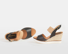 Load image into Gallery viewer, Sofia Wedge - Black &amp; Tan