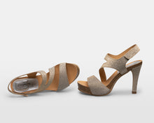 Load image into Gallery viewer, Strappy Shimmer Covered Heel