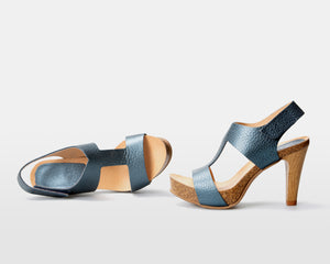 Alana T-Strap Metallic Blue - European Heels